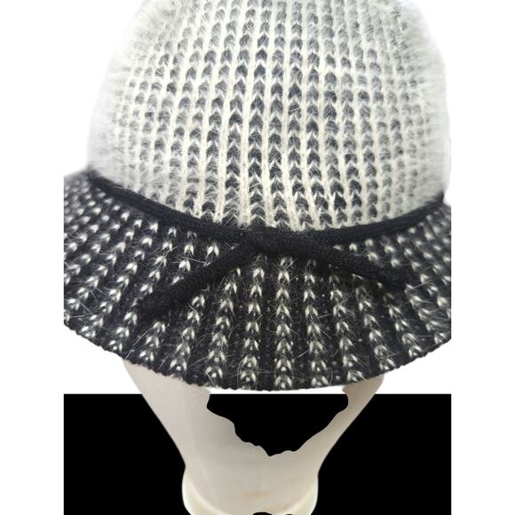 Kangol Design Bucket Hat Black White Made In England Wool-Mohair? Vintage main image 4